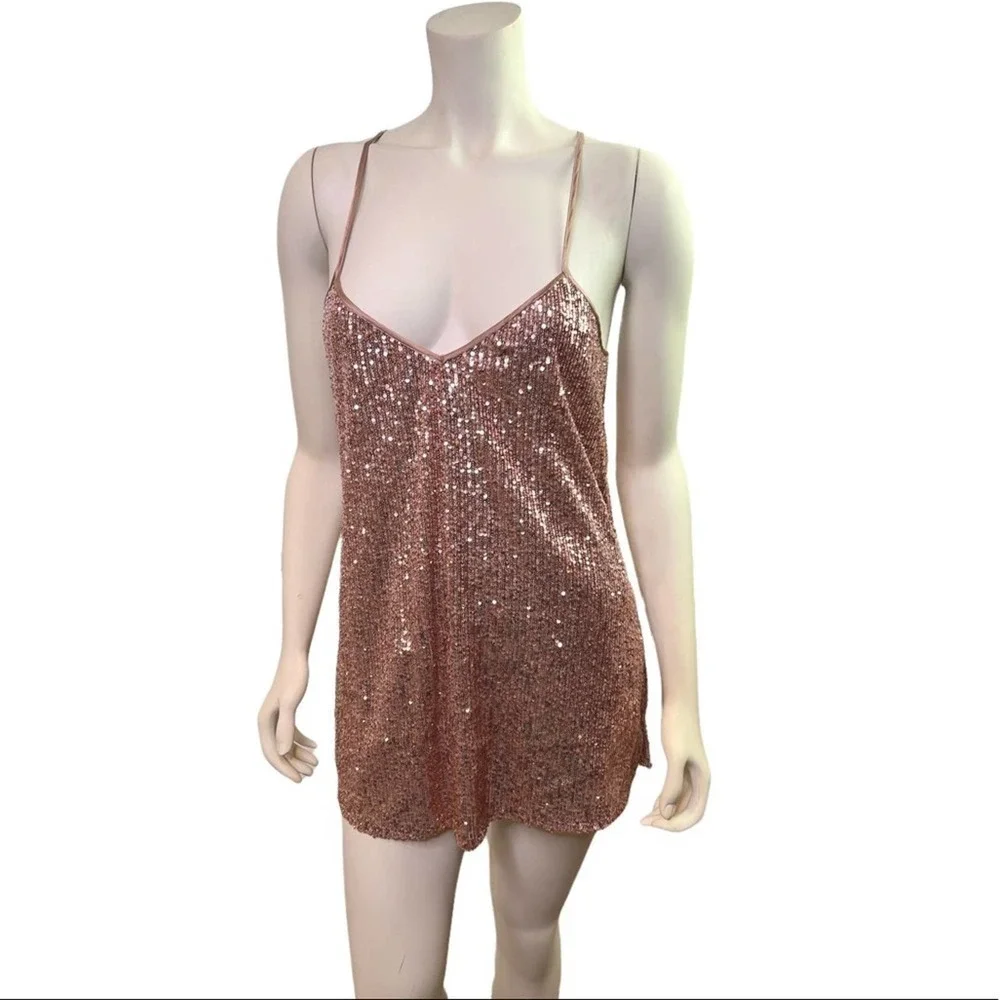 12-Jade - Johnny Was Blush Sequin Mini Dress Size XS - Picture 2 of 7
